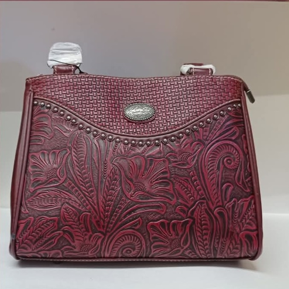 Chic Embossed Burgundy Shoulder Bag
